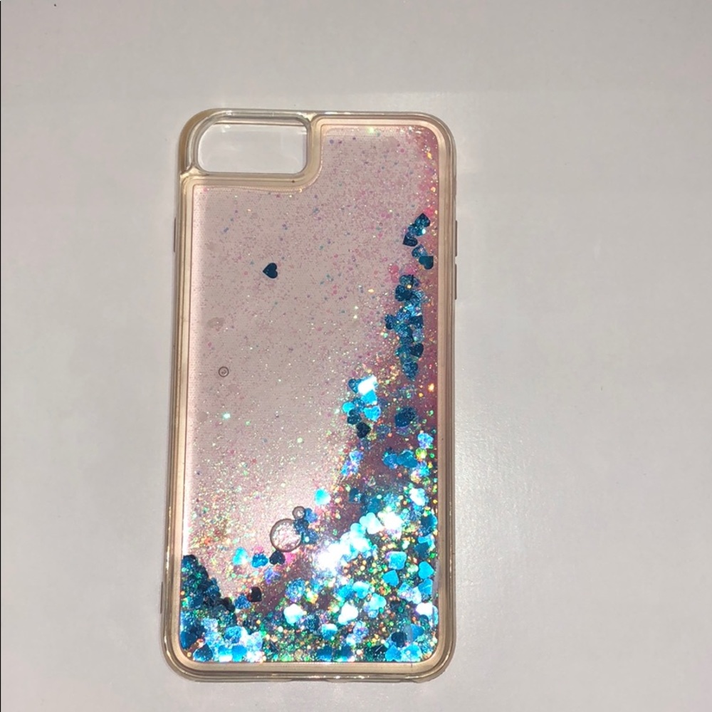 iPhone 8 Plus Pink and Blue heart glitter case
